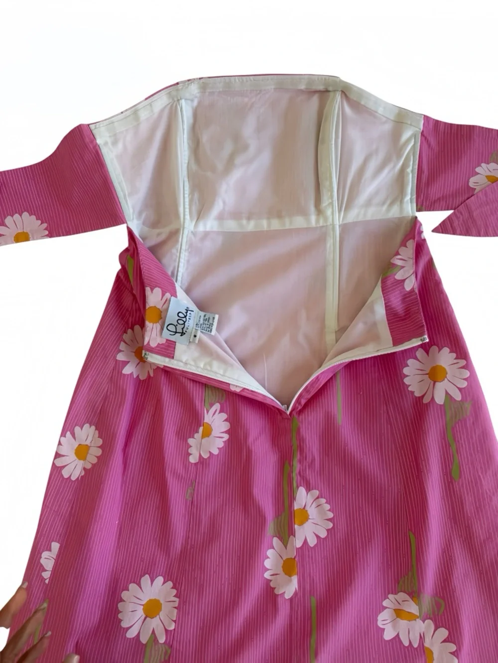 Vintage Lilly Pulitzer Strapless Pink Floral Dress Empire Waist Daisy 90s Y2K 6 - Picture 6 of 12